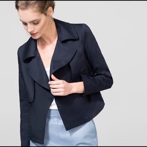 Cuyana Cropped Wool Jacket Peacoat Navy XS/S